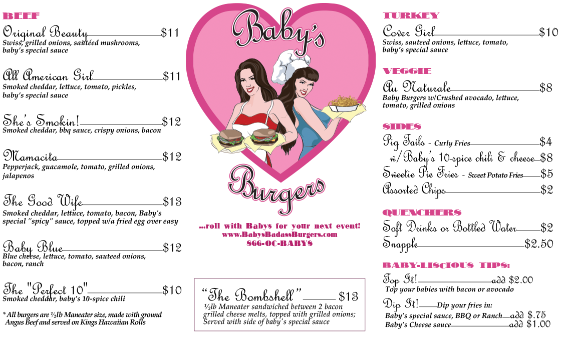 Baby's Burgers Orange County Menu