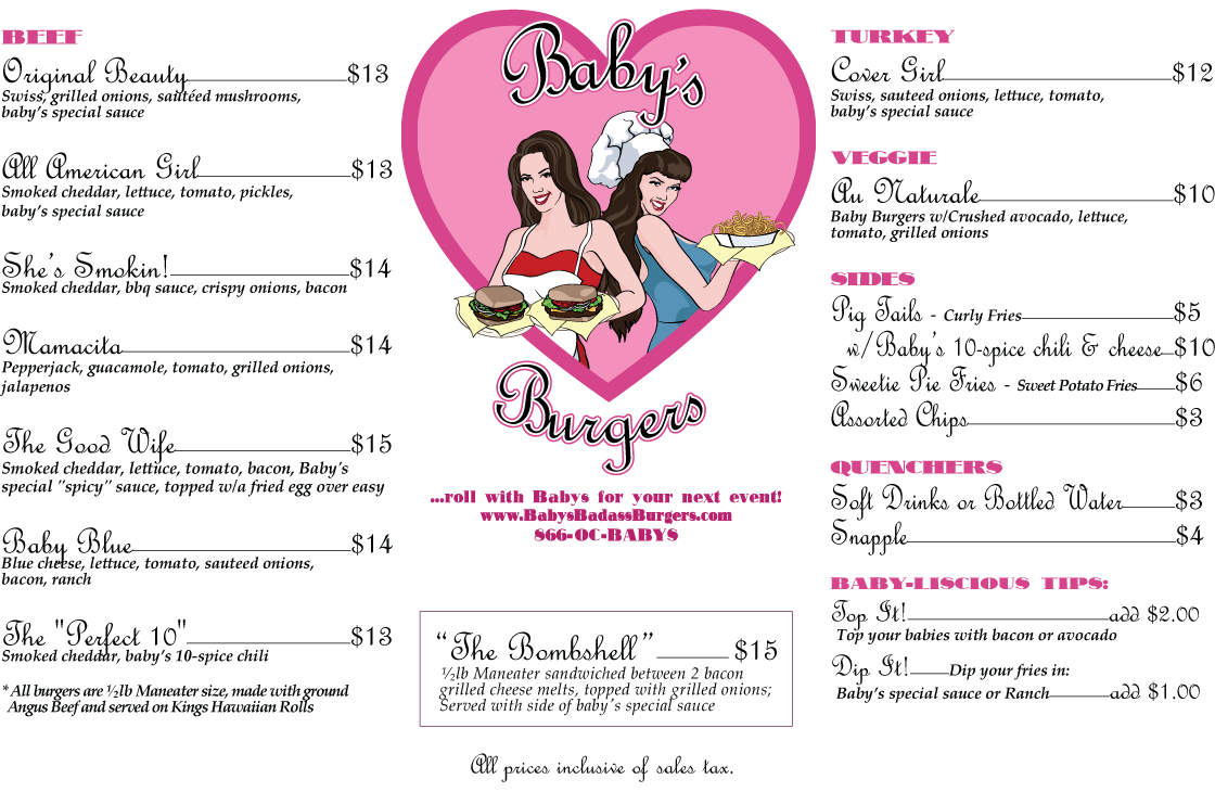 Baby's Burgers Orange County Menu