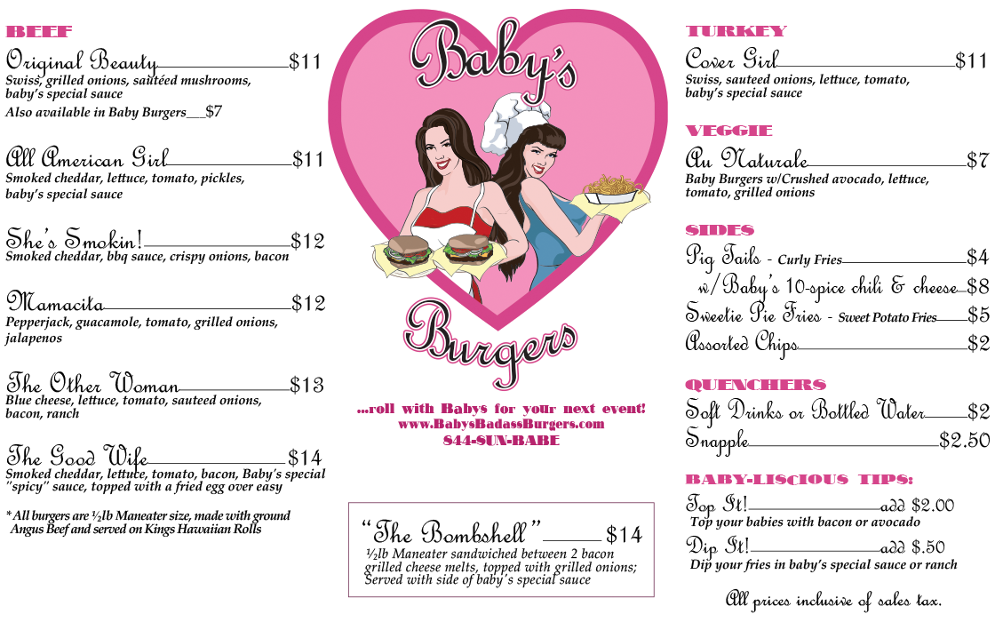 Baby's Burgers San Diego Menu