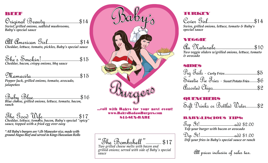 Baby's Burgers San Diego Menu